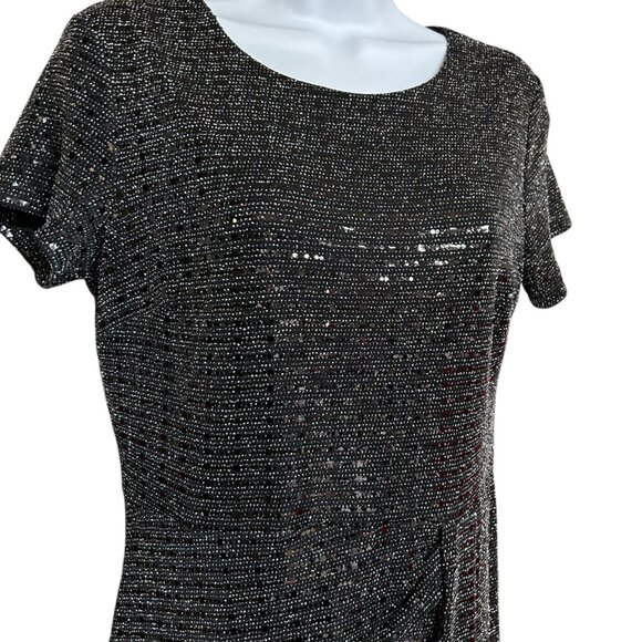 Enfocus Studio Glistening Black Beaded Stretchy Dress Size 8 Party Evening Event - Picture 2 of 8